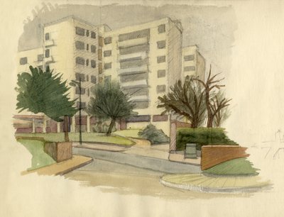 Moderne gebouwen, Londen, ca. 1950 door Shirley Markham