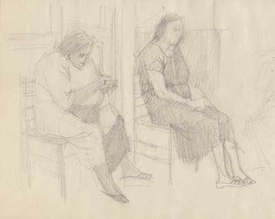 Oude vrouwen breien door Shirley Markham