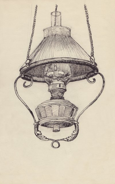 Paraffinelamp, ca. 1950 door Shirley Markham