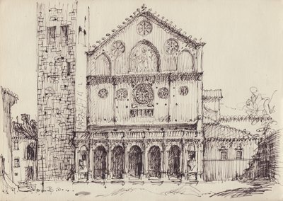 Romaanse kerk, Italië, ca. 1950 door Shirley Markham
