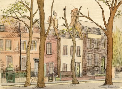 Straatscène met bomen, ca. 1950 door Shirley Markham