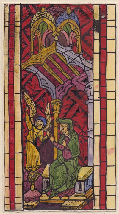 De Aankondiging aan St. Anna, sectie van glas-in-loodraam, 1951 door Shirley Markham
