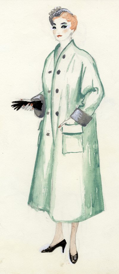 Vrouw in groene jas door Shirley Markham