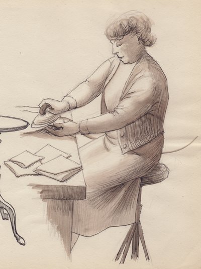 Vrouw strijkt, 1951 door Shirley Markham