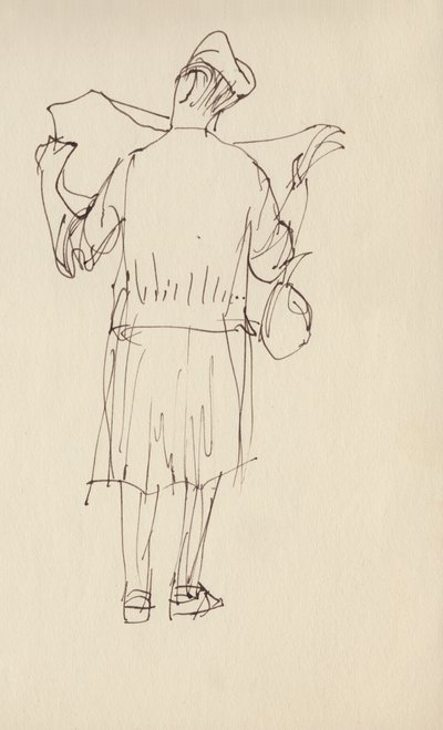 Vrouw die een krant leest, ca. 1950 door Shirley Markham