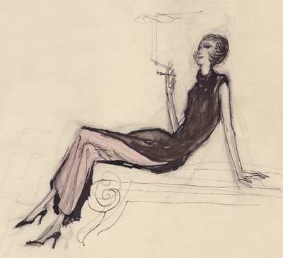 Vrouw die rookt, ca. 1950 door Shirley Markham