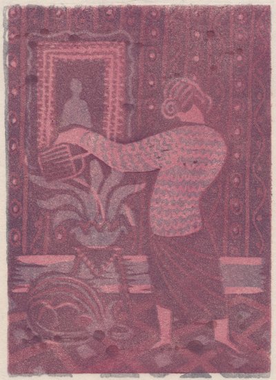 Vrouw die planten water geeft door Shirley Markham