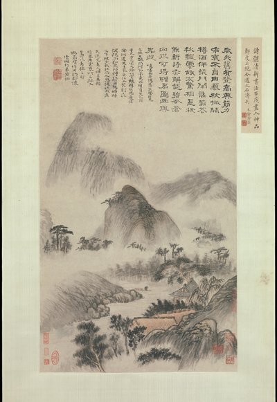 Landschap geschilderd op het Dubbel Negen Festival, gedateerd 1705 door Shitao