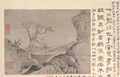 Landschap met figuur, ca. 1678 door Shitao