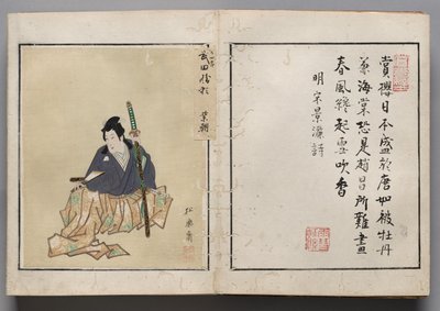 Blad uit Album van Acteurportretten door Shorakusai