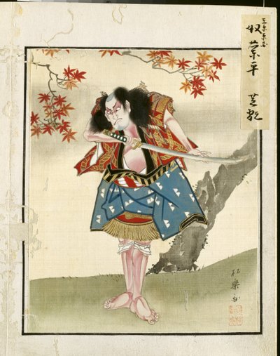 Blad uit album met portretten van acteurs, ca. 1790-1810 door Shorakusai