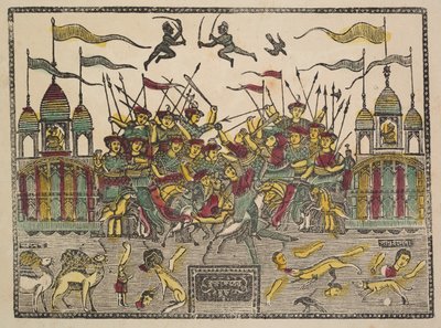 Slagveld, 1800s door Shri Gobinda Chandra Roy