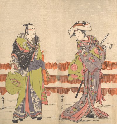 Ichikawa Danjuro de Vijfde als een Komuso met een Mandhoed in Zijn Rechterhand, ca. 1775 door Shunsho