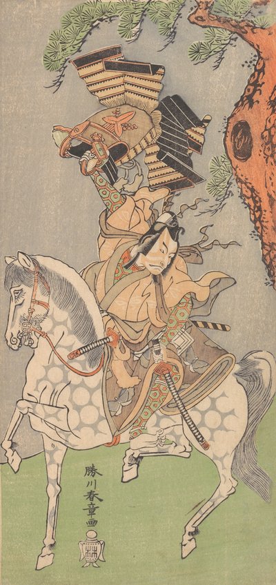 Ichikawa Danjuro V als een krijger op een schimmel, 1771 door Shunsho