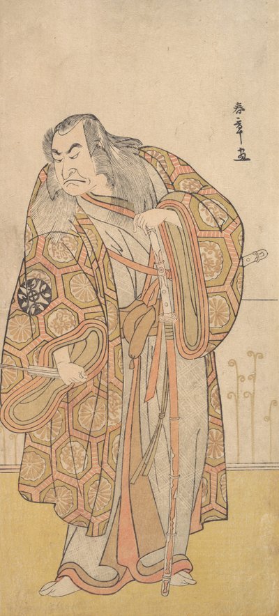 Ikunojo III als Chiyosaki die de Chozubachi slaat, een regen van gouden munten vliegt, laat 18e eeuw door Shunsho