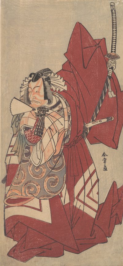 Kabuki-acteur Ichikawa Danjuro V in een Shibaraku Stop Daar! Rol..., 11e maand 1776 door Shunsho