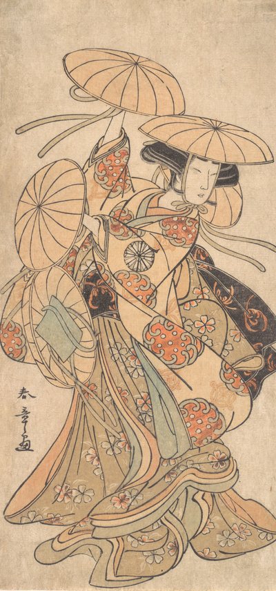Kabuki-acteur Nakamura Tomijuro I in een vrouwelijke dansrol, ca. 1777 door Shunsho