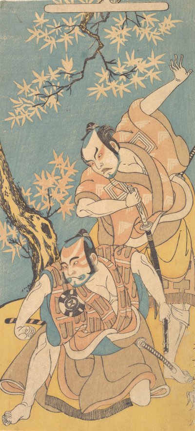 Scène uit het drama Otokoyama Yunzei Kurabe, 12e maand, 1768 door Shunsho