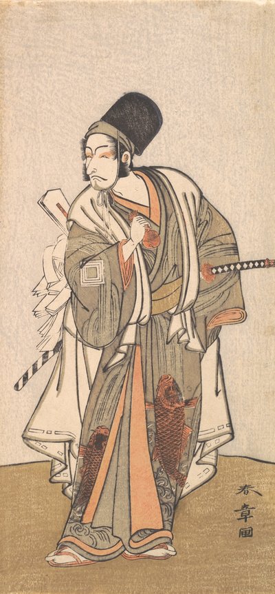 Staande figuur van een acteur van de Ichikawa-familie, waarschijnlijk Danjuro IV door Shunsho