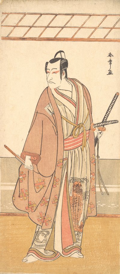 De Acteur Ichikawa Danjuro V als een Samurai Gekleed in een Paarse Haori Jas, ca. 1778 door Shunsho
