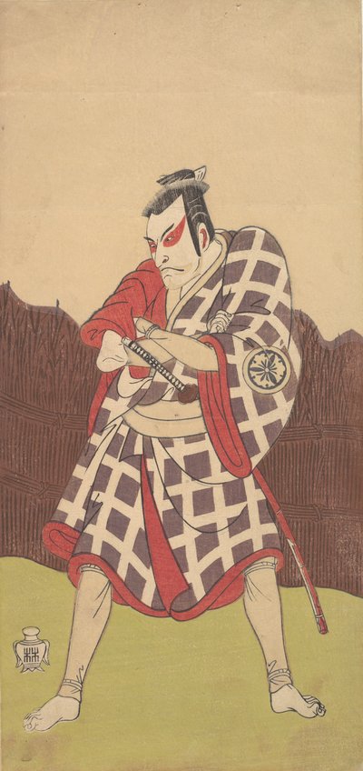 De Acteur Matsumoto Koshiro 3e als een Man die met Gevouwen Armen Staat, late 18e eeuw door Shunsho