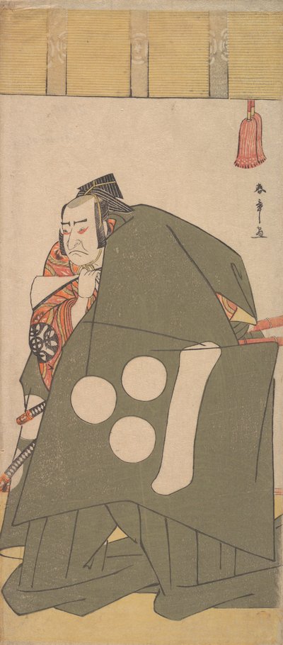 De acteur Nakamura Nakazo in Shibaraku in donkergroene gewaden, ca. 1781 door Shunsho