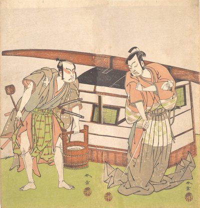 De acteur Otani Hiroji III en de acteur Onoe Kikugoro I, ca. 1778 door Shunsho