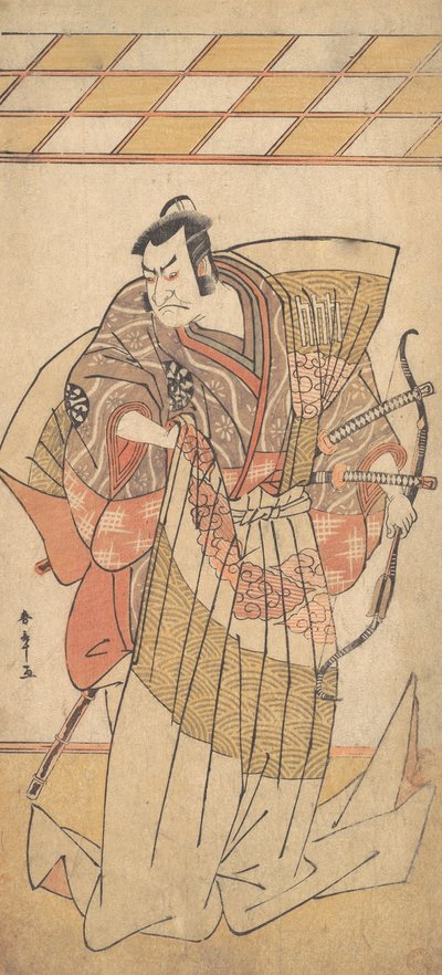De eerste Nakamura Nakazo als een man van hoge rang gekleed in Naga-Bakama, ca. 1781 door Shunsho
