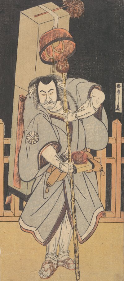 De eerste Nakamura Nakazo als een Rokuju-rokubu staand in de nacht door Shunsho