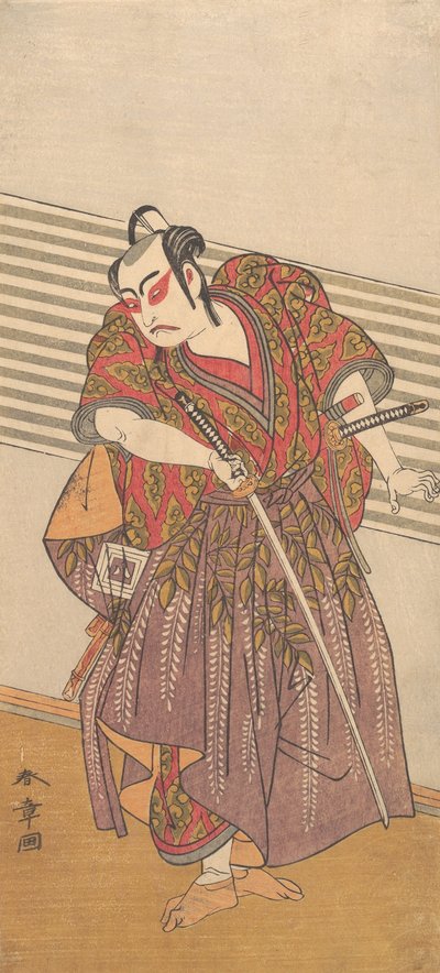 De tweede Ichikawa Yaozo als een samoerai door Shunsho