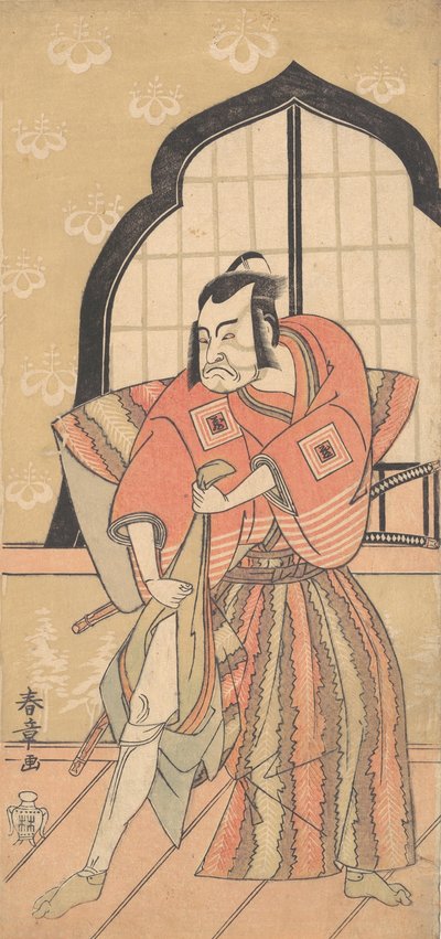 De derde Ichikawa Danzo als een samoerai gekleed in een ceremoniële Kamishimo, 1769 of 1770 door Shunsho