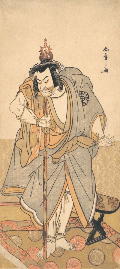 De acteur Nakamura Nakazo als een rokuju-rokubu pelgrim naar de Boeddhistische tempel, ca. 1780 door Shunsho