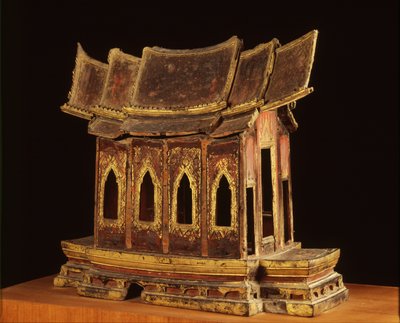 Model van een tempel uit de Ayutthaya-periode (verguld hout) door Siamese School