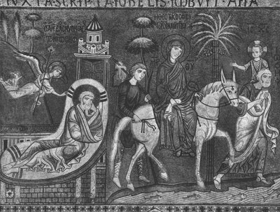 Droom van Jozef en vlucht naar Egypte door Sicilian School