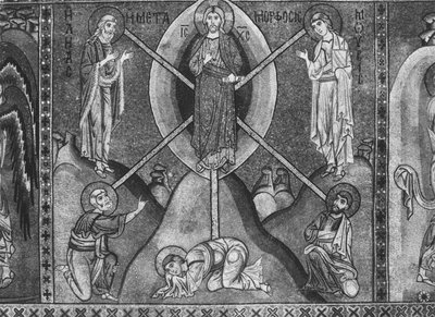 Jezus Christus op de berg Tabor door Sicilian School