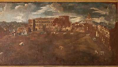 Zicht op het Koninklijk Paleis, ca. 1760 door Sicilian School