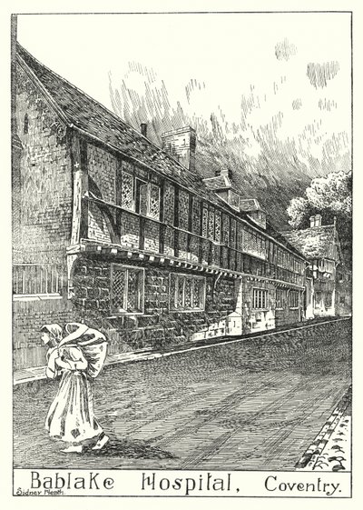 Bablake Hospital, Coventry (gravure) door Sidney Heath