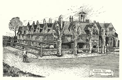 Algemeen Uitzicht, Hungerford Almshouses, Corsham (gravure) door Sidney Heath