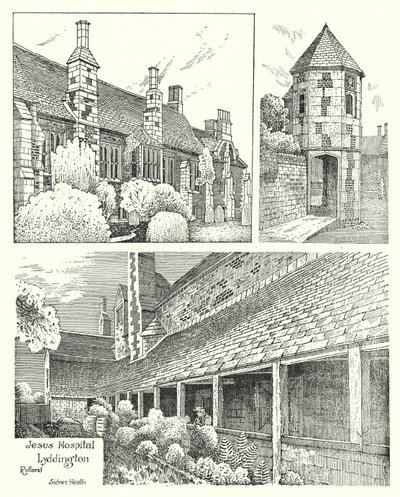 Jesus Hospital, Lyddington, Rutland (gravure) door Sidney Heath