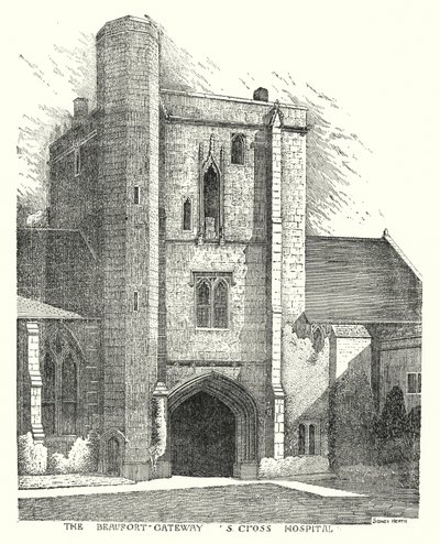 De Beaufort Gateway, S Cross Hospital (gravure) door Sidney Heath