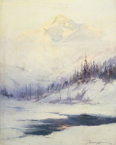 Winterochtend, Mount McKinley, Alaska door Sidney Laurence