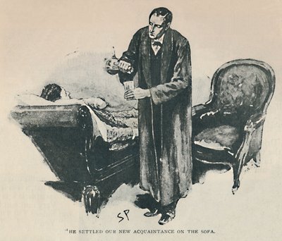 Hij zette onze nieuwe kennis op de bank, 1892 door Sidney Paget