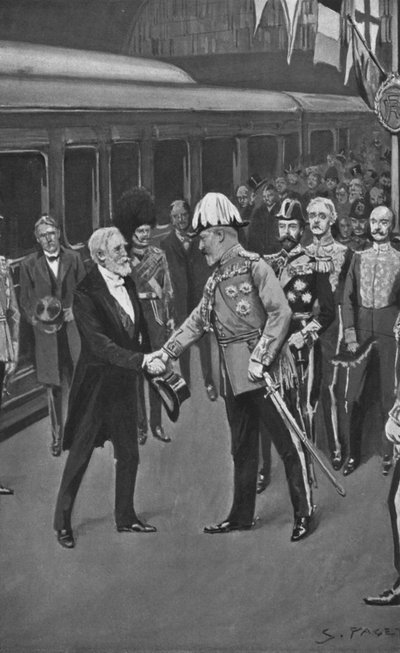 Koning Edward verwelkomt president Loubet, 6 juli 1903 door Sidney Paget