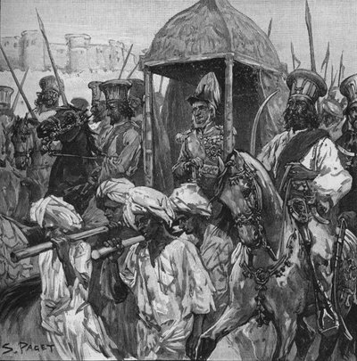 Napier, In Volledig Uniform, Werd In Hyderabad Gedragen in een Magnifieke Palankijn, 1902 door Sidney Paget