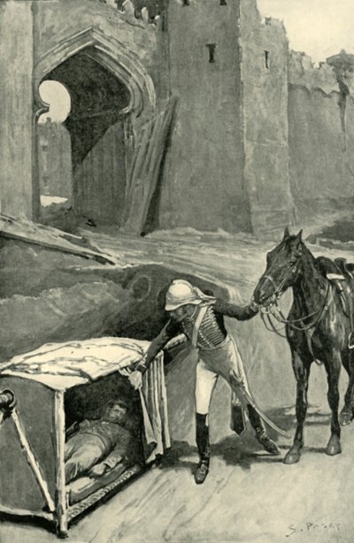 Roberts vindt Nicholson dodelijk gewond onder de muren van Delhi, 1901 door Sidney Paget