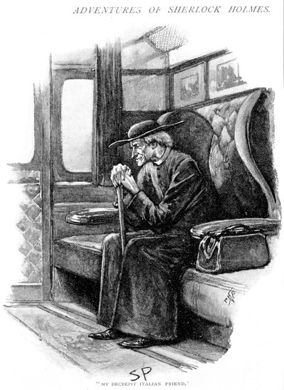 Scène uit The Adventure of the Final Problem door Arthur Conan Doyle door Sidney Paget