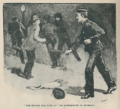 De ruwe mannen waren gevlucht bij de verschijning van Peterson, 1892 door Sidney Paget