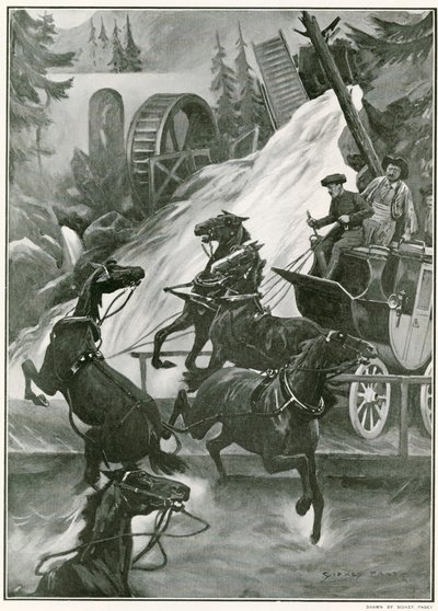 Het sensationele waterdrama in het Hippodrome, Londen door Sidney Paget
