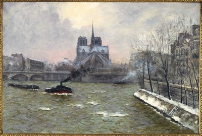 De apsis van de Notre-Dame, gezien vanaf de Pont de la Tournelle, sneeuweffect door Siebe Johannes Ten Kate