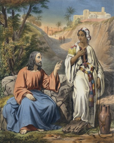 Christus en de vrouw van Samaria bij de Jacobsbron door Siegfried Detler Bendixen